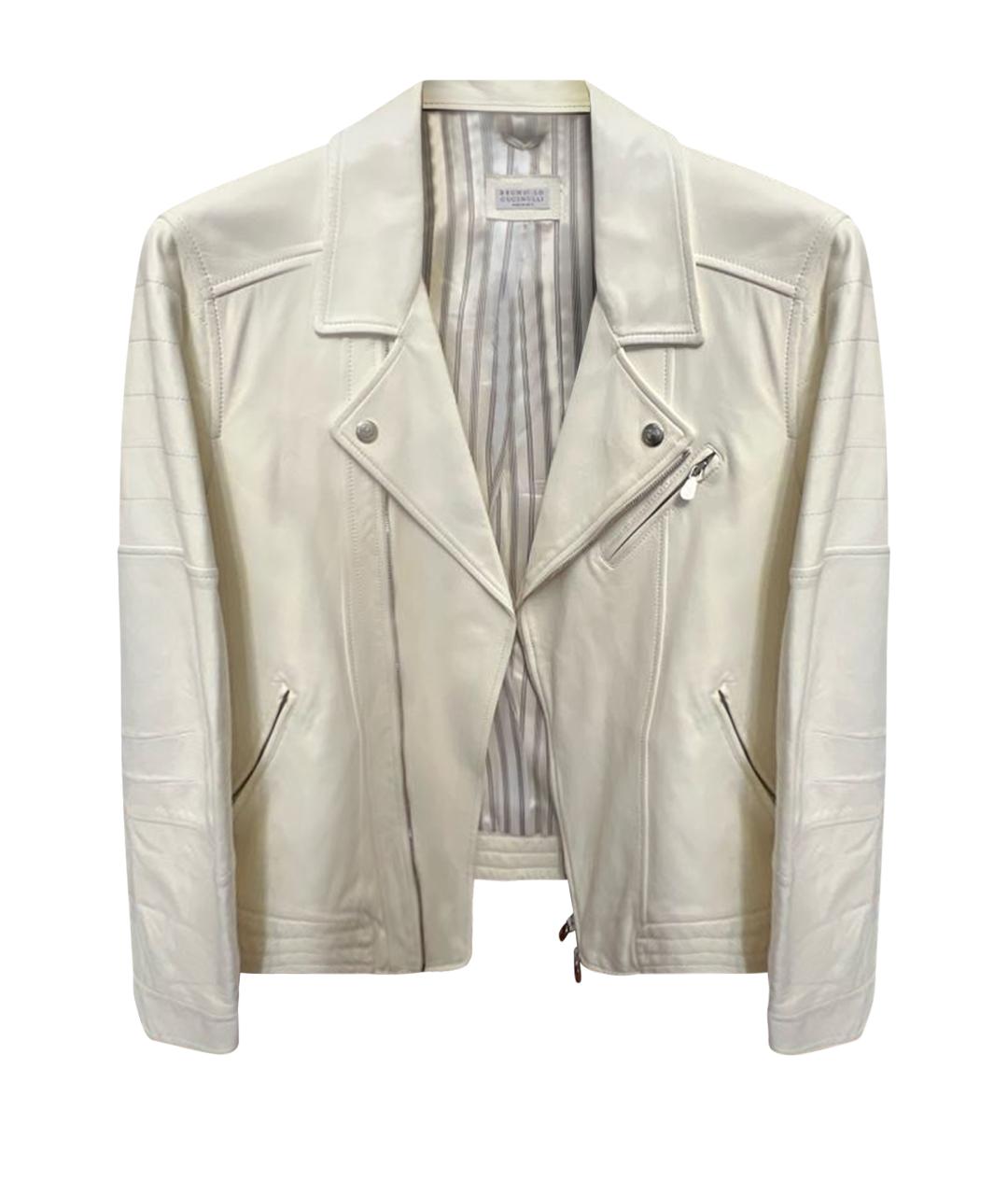 BRUNELLO CUCINELLI Белая кожаная куртка, фото 1