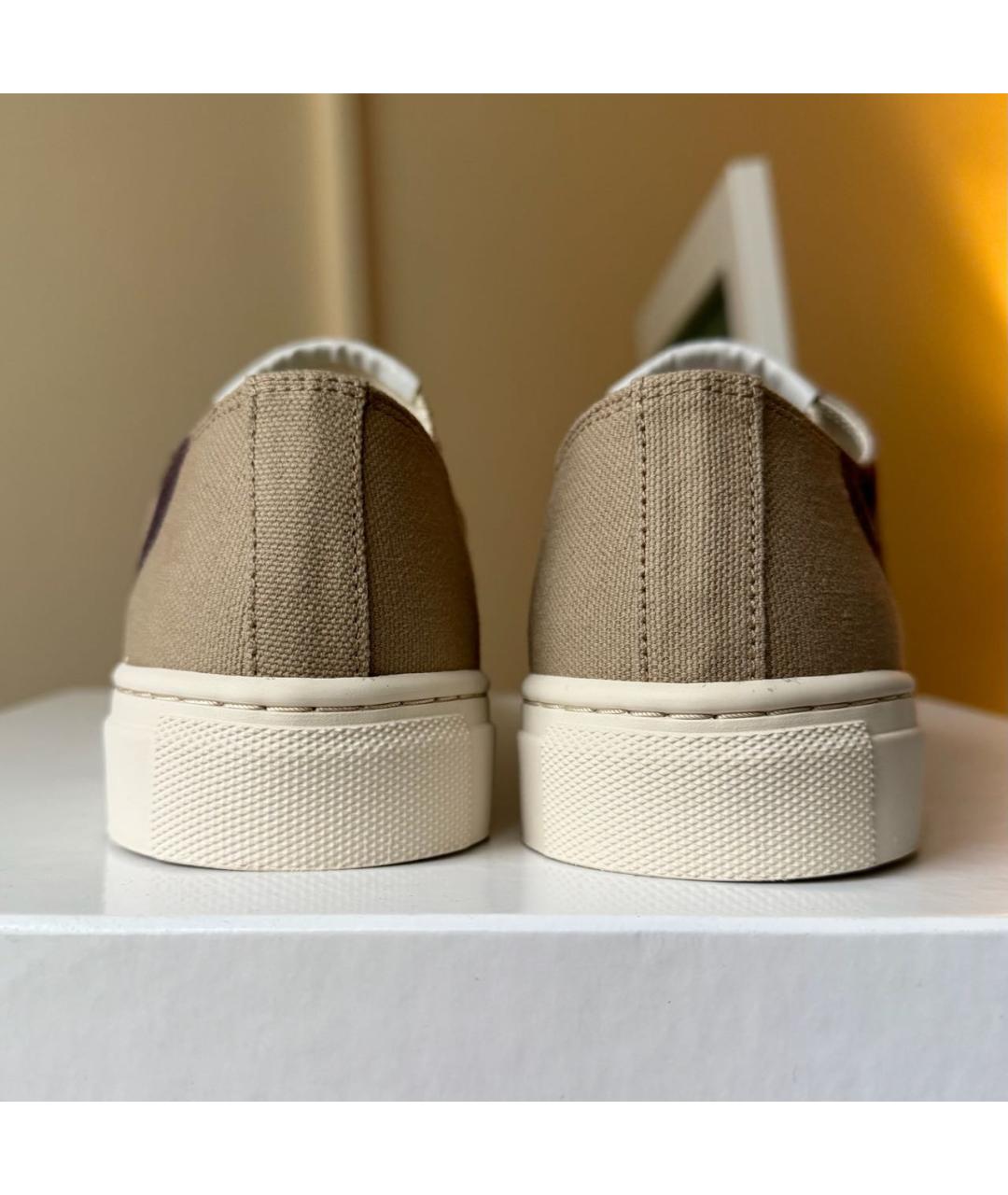 VIVIENNE WESTWOOD Бежевые текстильные низкие кроссовки / кеды, фото 6