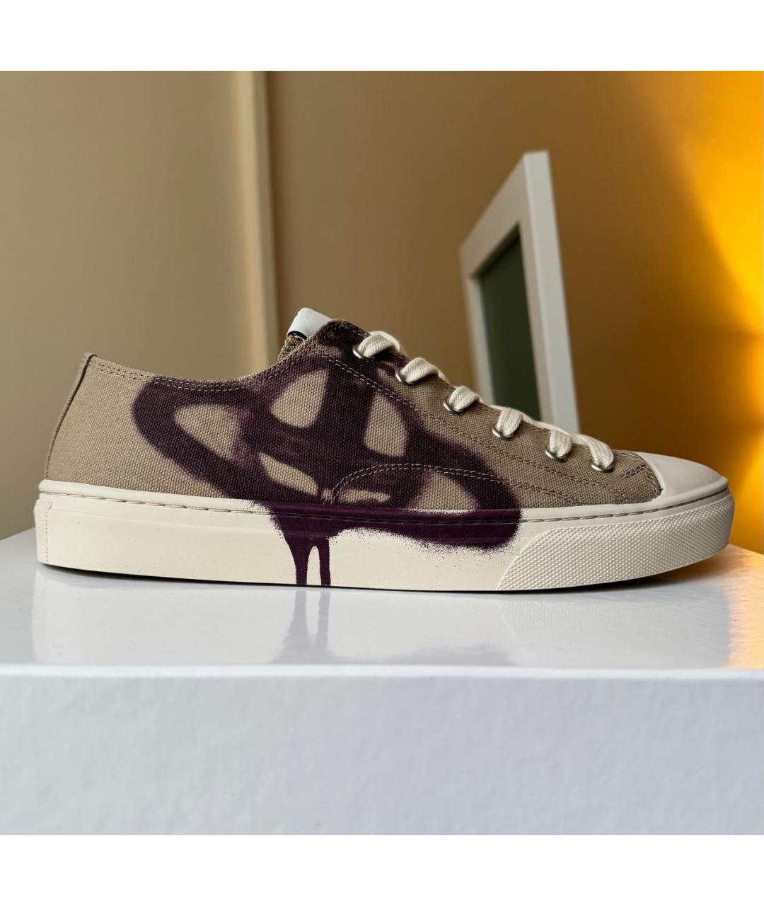 VIVIENNE WESTWOOD Бежевые текстильные низкие кроссовки / кеды, фото 9