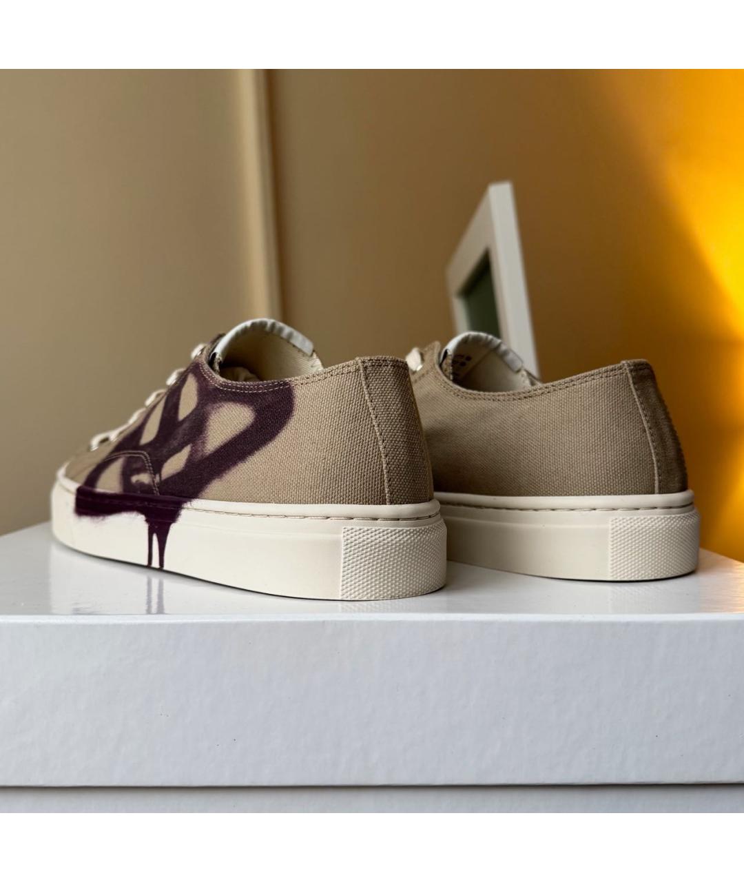 VIVIENNE WESTWOOD Бежевые текстильные низкие кроссовки / кеды, фото 7