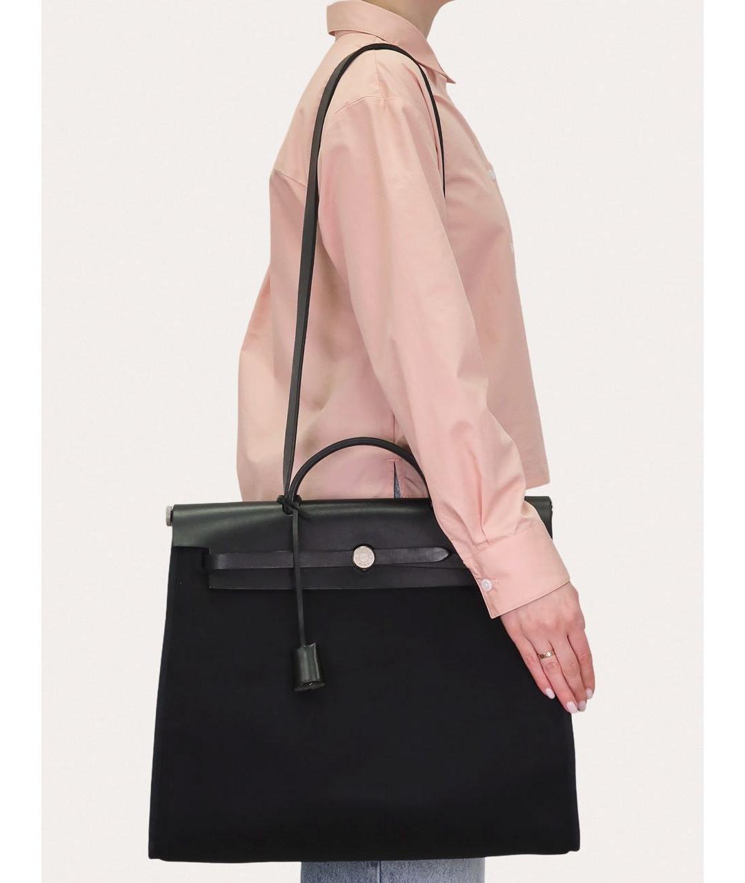 HERMES Черная кожаная сумка через плечо, фото 8