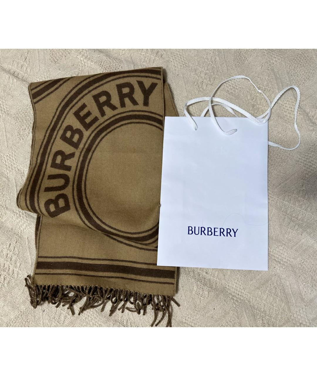 BURBERRY Бежевый шерстяной шарф, фото 4