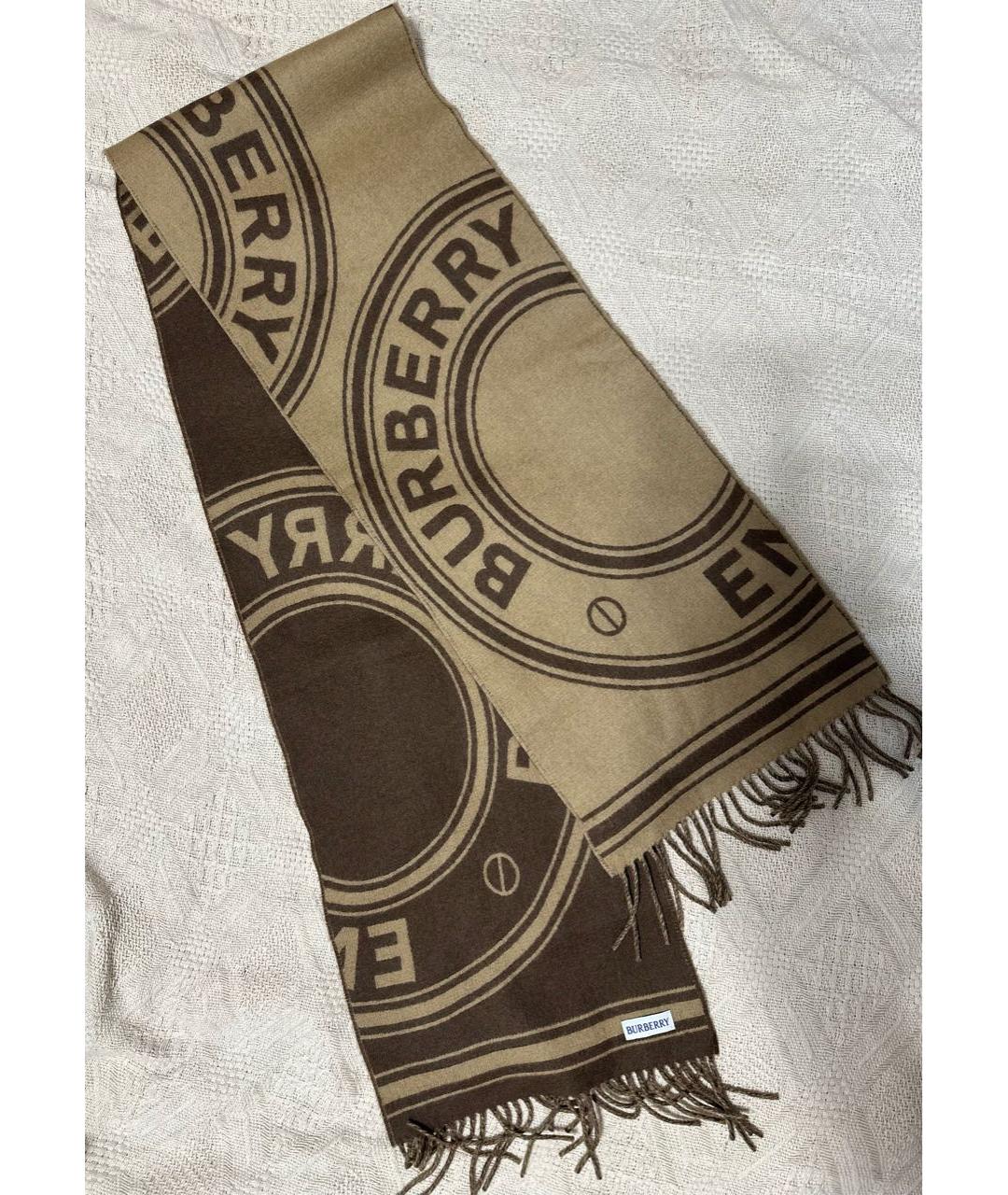 BURBERRY Бежевый шерстяной шарф, фото 9