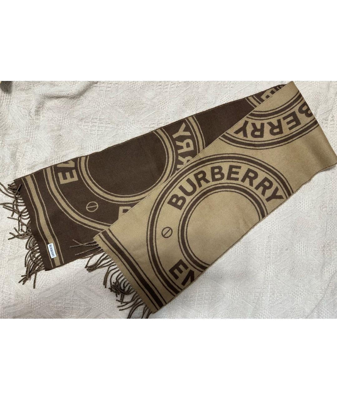 BURBERRY Бежевый шерстяной шарф, фото 2