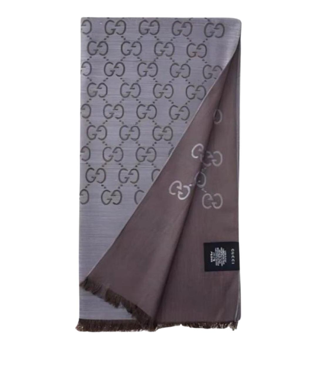 GUCCI Коричневый шерстяной шарф, фото 1