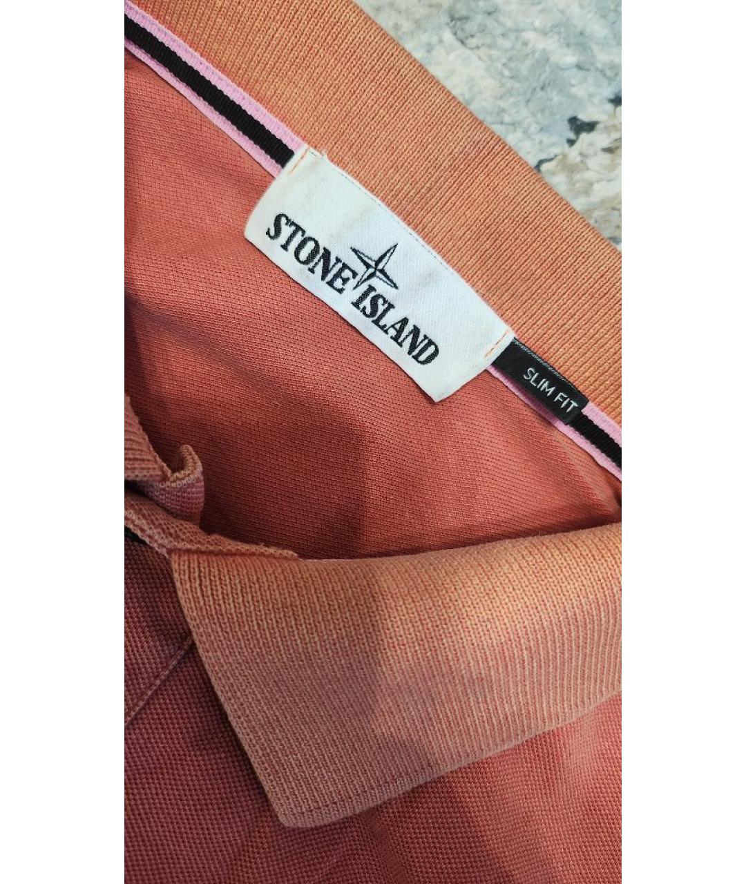 STONE ISLAND Коралловое хлопковое поло с коротким рукавом, фото 3