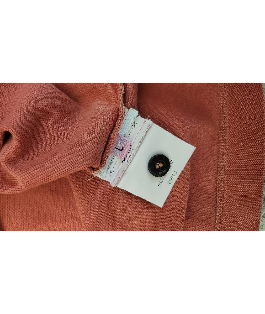 STONE ISLAND Коралловое хлопковое поло с коротким рукавом, фото 4