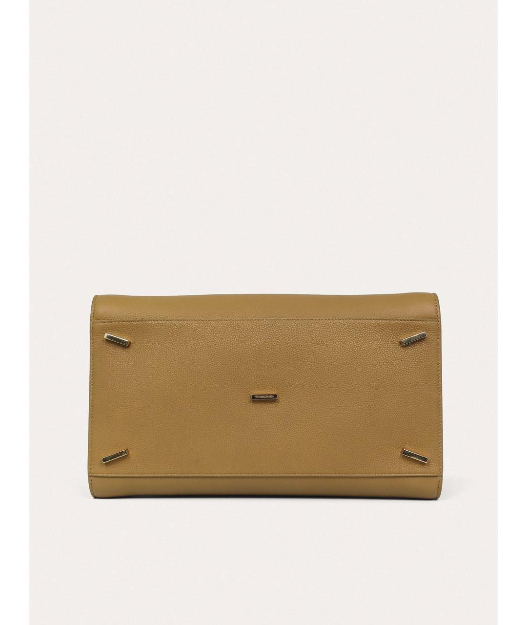 FERRAGAMO Горчичная кожаная сумка с короткими ручками, фото 5