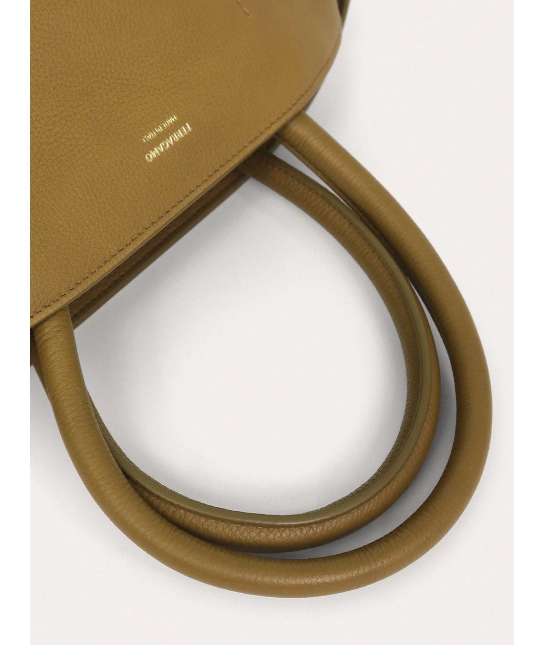 FERRAGAMO Горчичная кожаная сумка с короткими ручками, фото 6