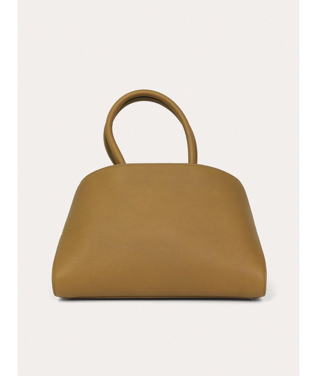 FERRAGAMO Горчичная кожаная сумка с короткими ручками, фото 3