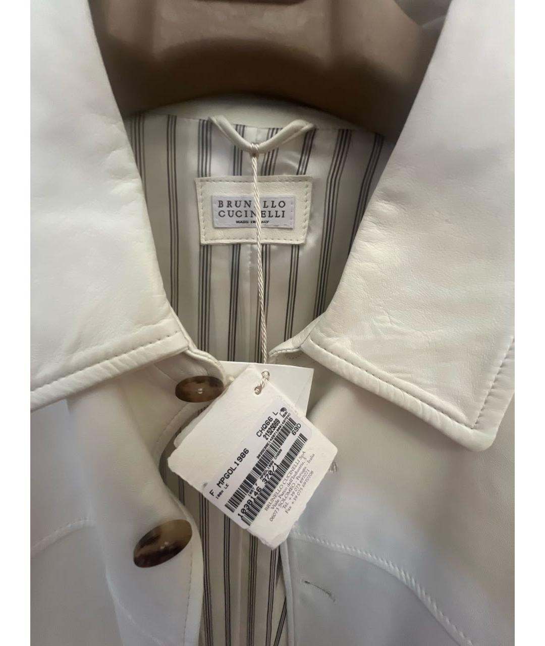 BRUNELLO CUCINELLI Белая кожаная куртка, фото 3