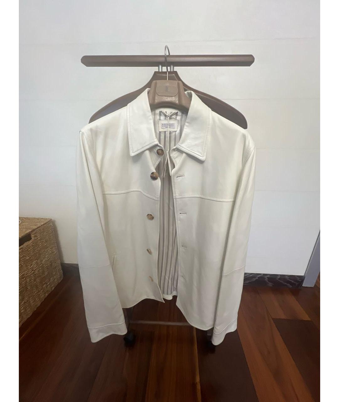 BRUNELLO CUCINELLI Белая кожаная куртка, фото 5