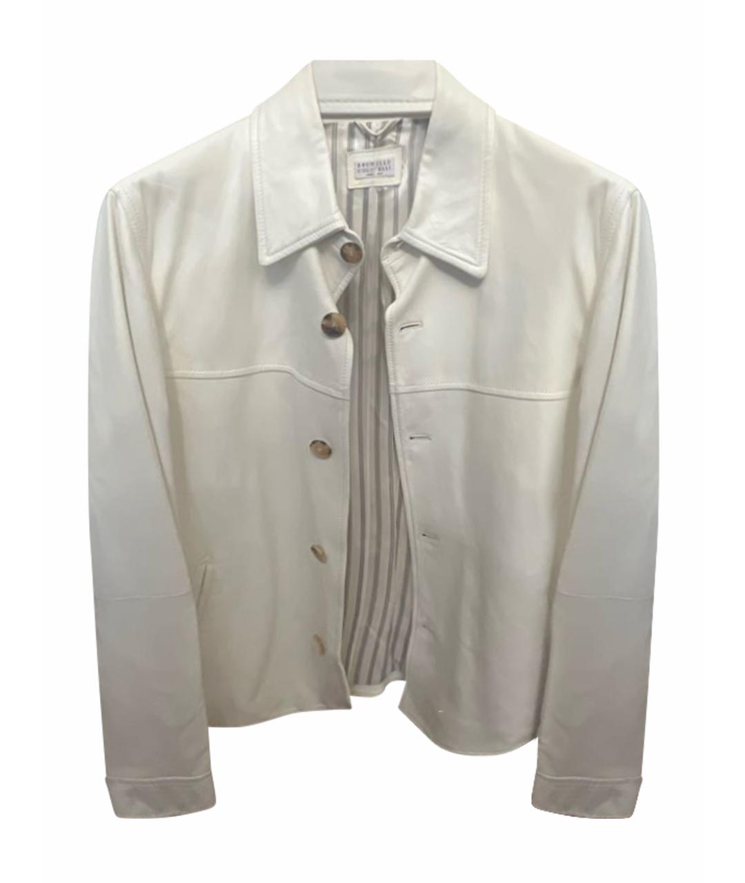 BRUNELLO CUCINELLI Белая кожаная куртка, фото 1