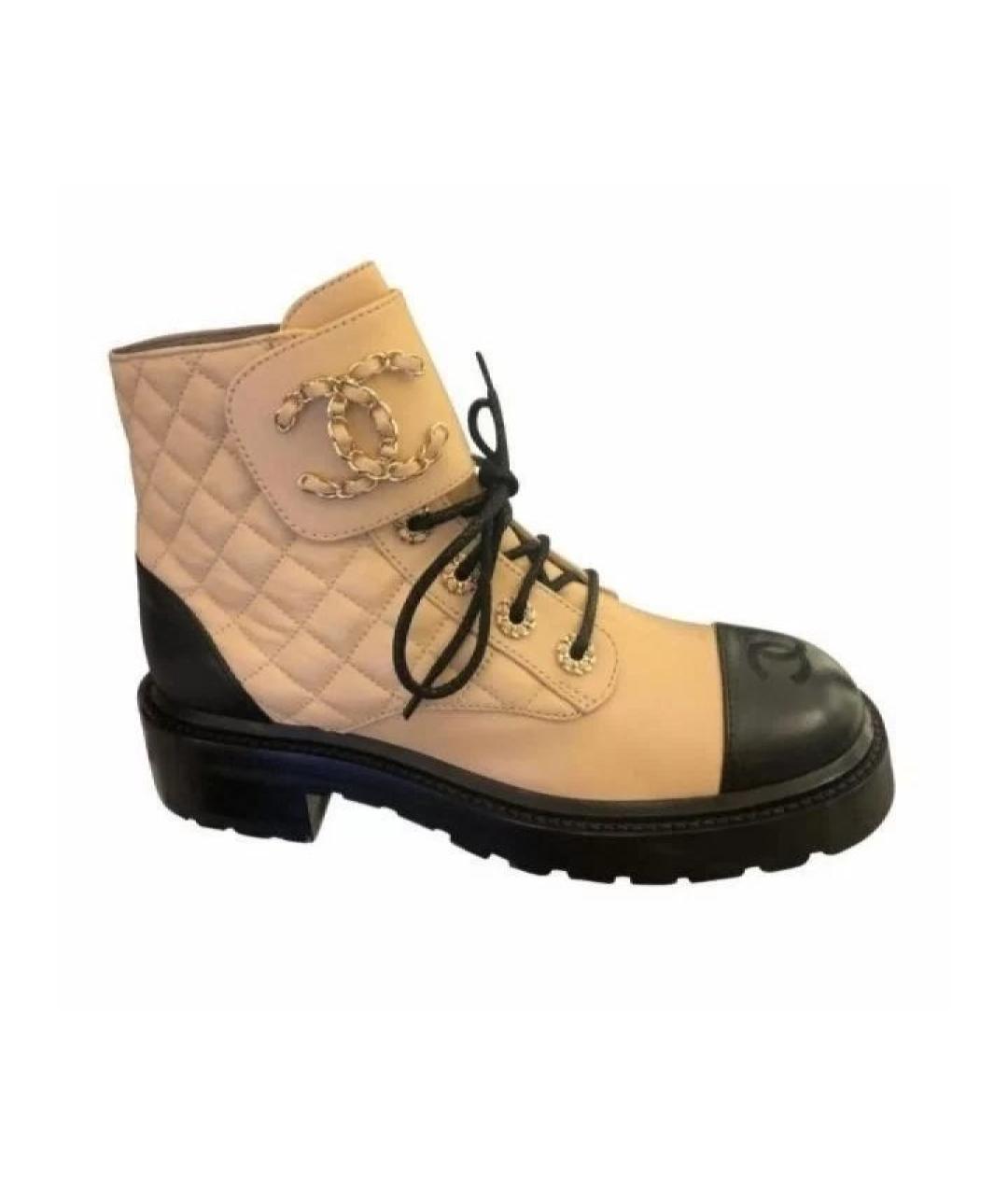 CHANEL Бежевые кожаные ботинки, фото 7
