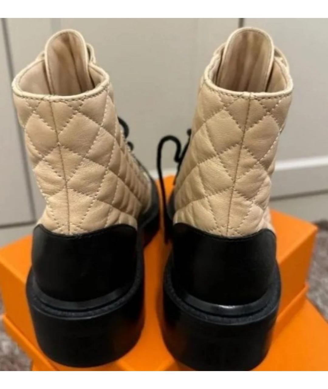 CHANEL Бежевые кожаные ботинки, фото 3