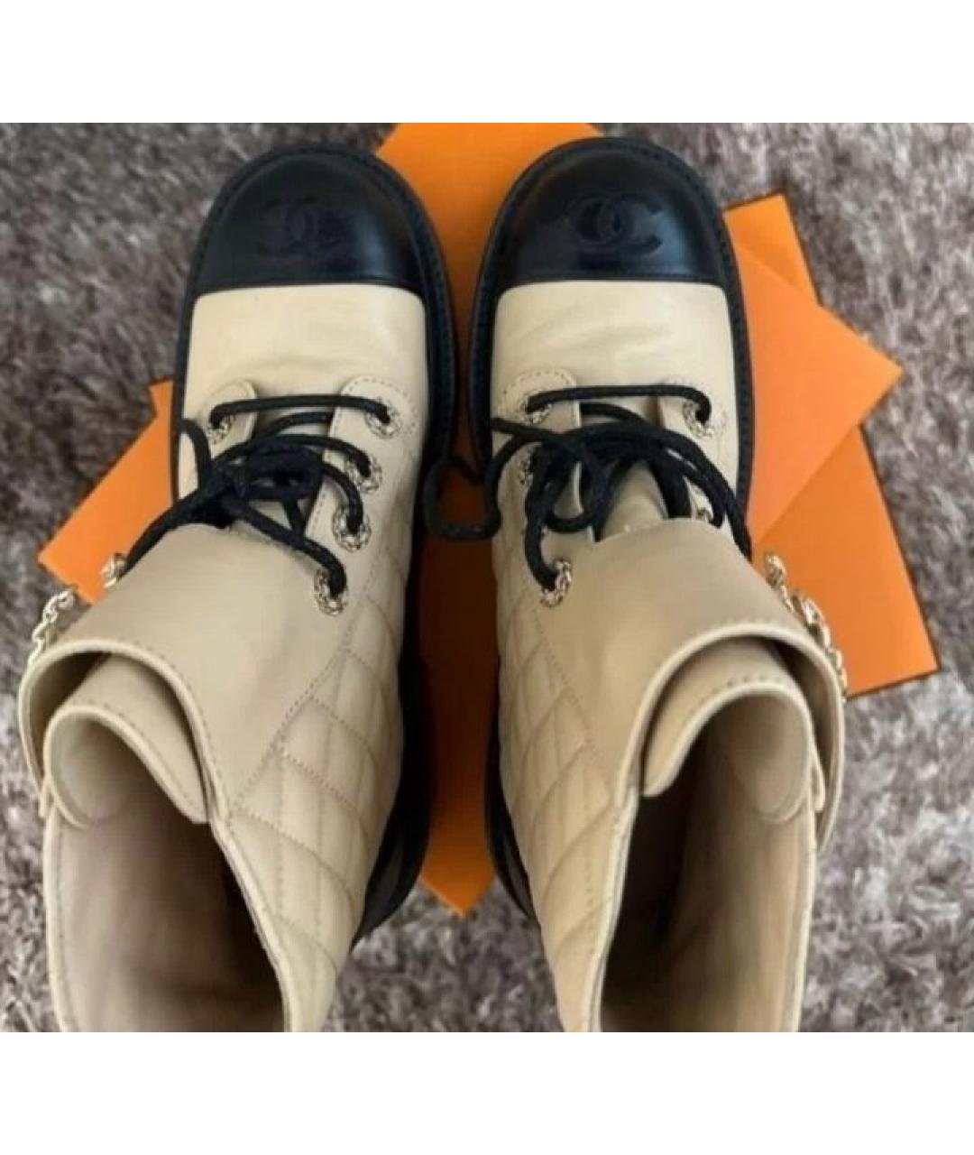 CHANEL Бежевые кожаные ботинки, фото 6