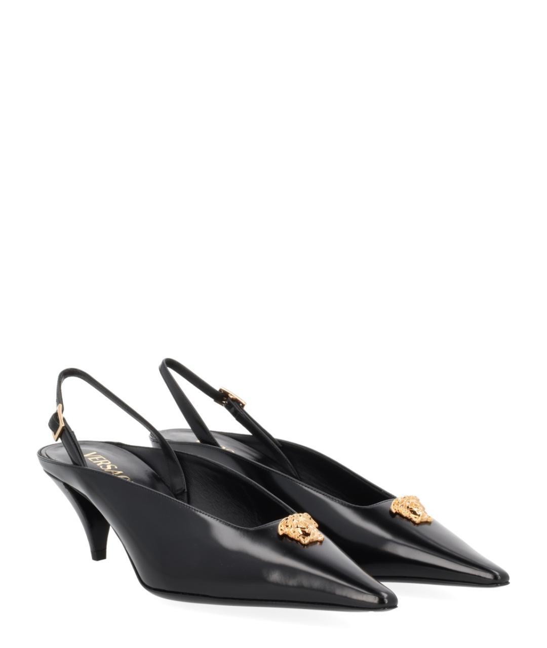 VERSACE Черные кожаные туфли, фото 2