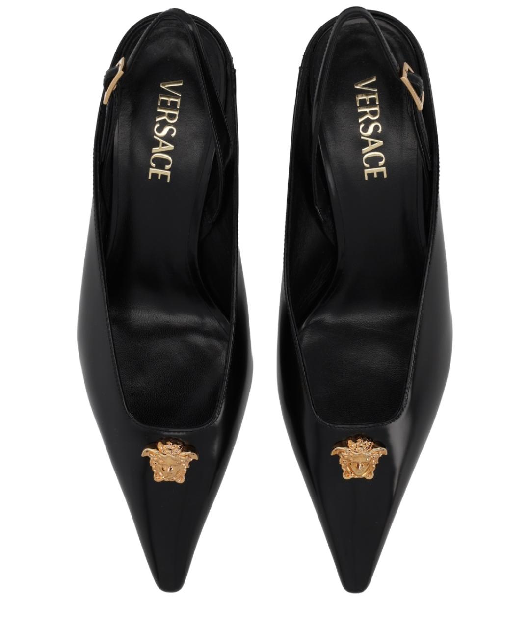 VERSACE Черные кожаные туфли, фото 5