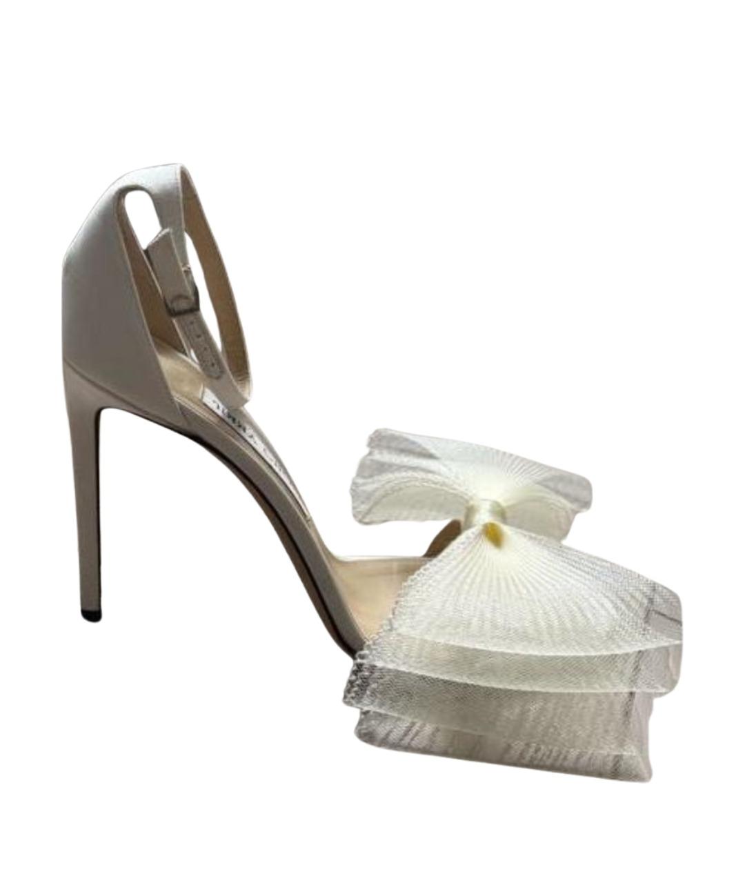 JIMMY CHOO Белые текстильные босоножки, фото 1