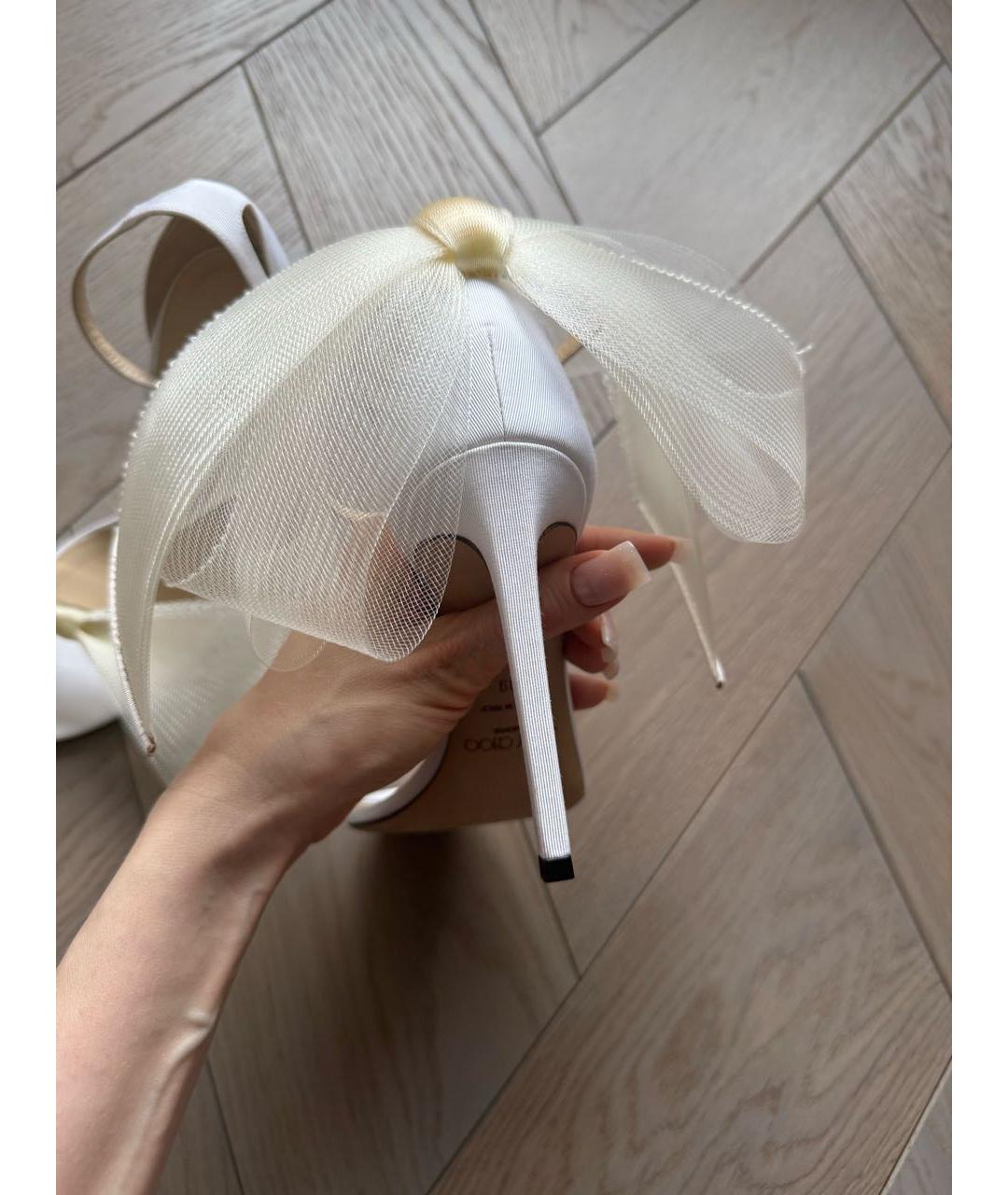 JIMMY CHOO Белые текстильные босоножки, фото 7