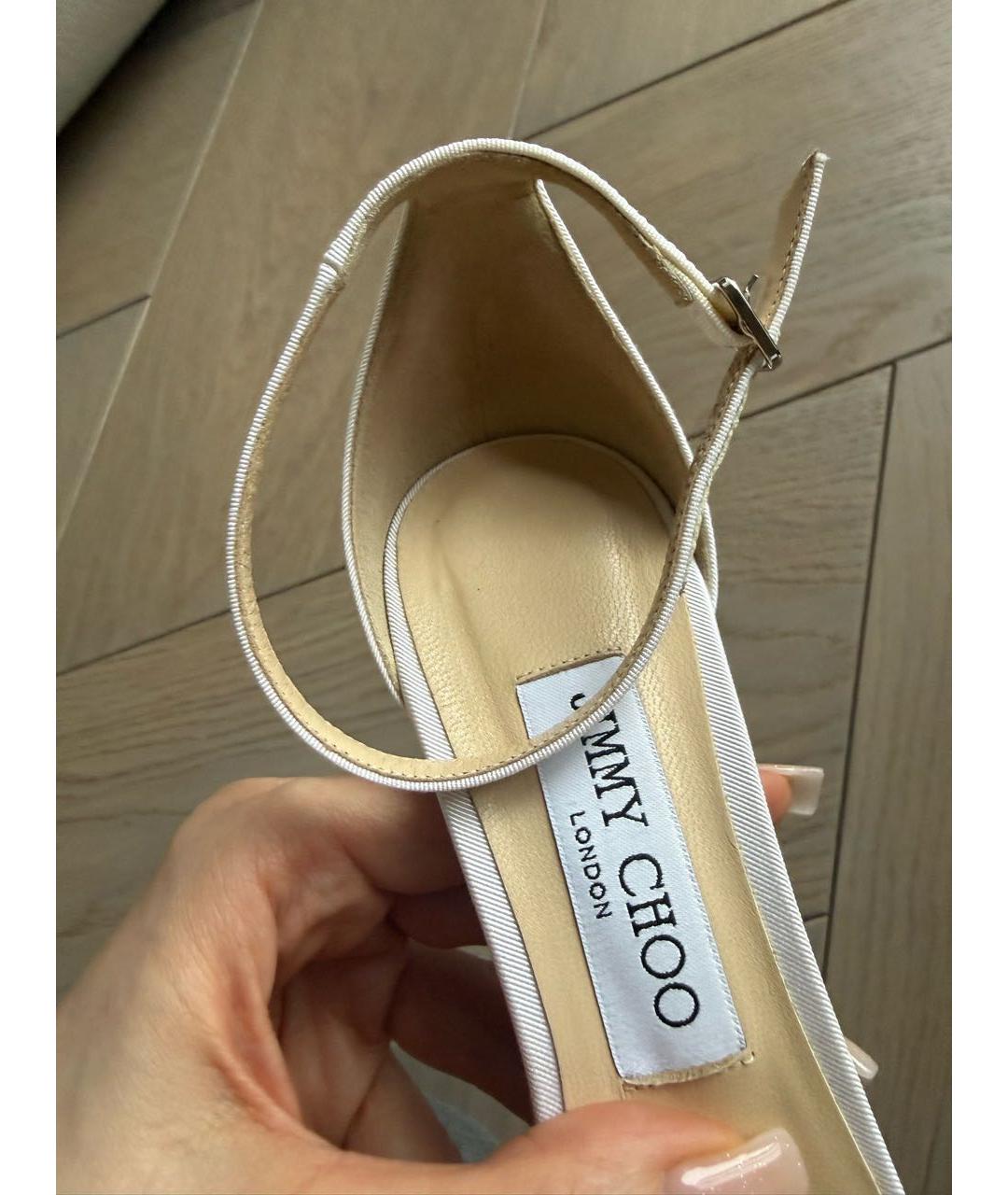 JIMMY CHOO Белые текстильные босоножки, фото 5