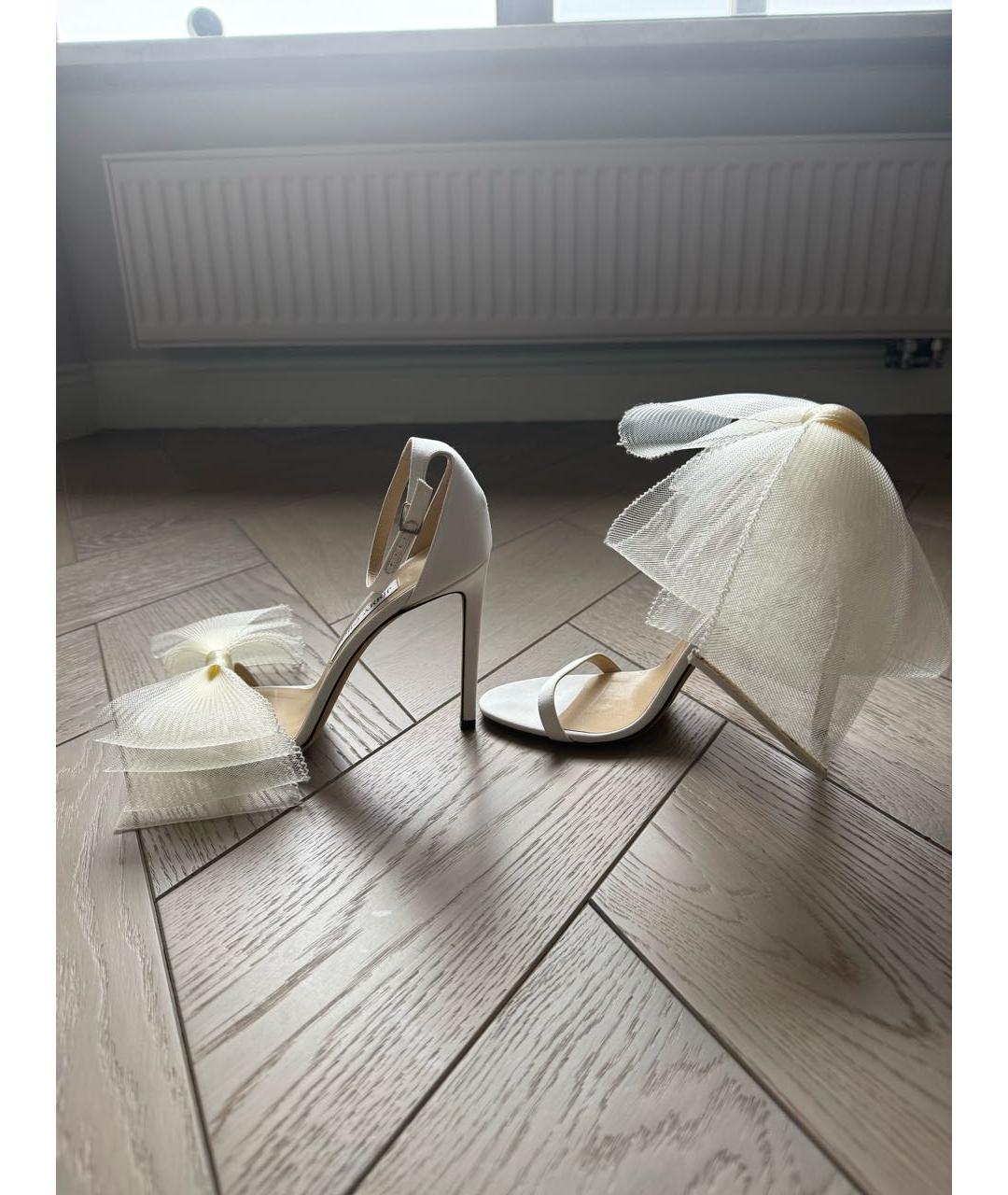 JIMMY CHOO Белые текстильные босоножки, фото 9