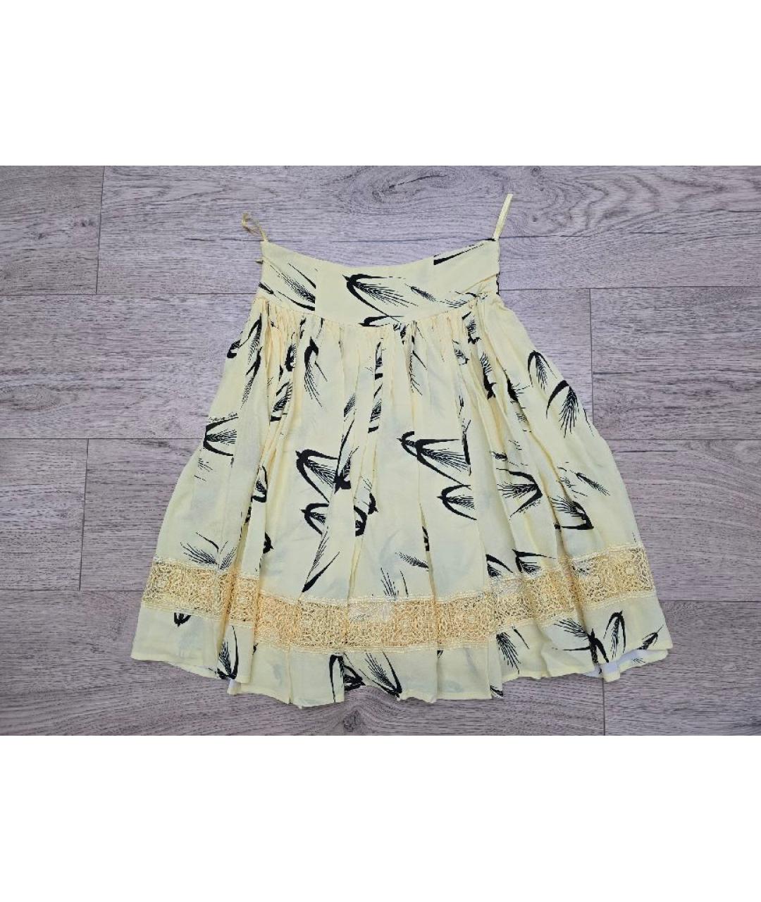 ELISABETTA FRANCHI Желтая вискозная юбка миди, фото 10