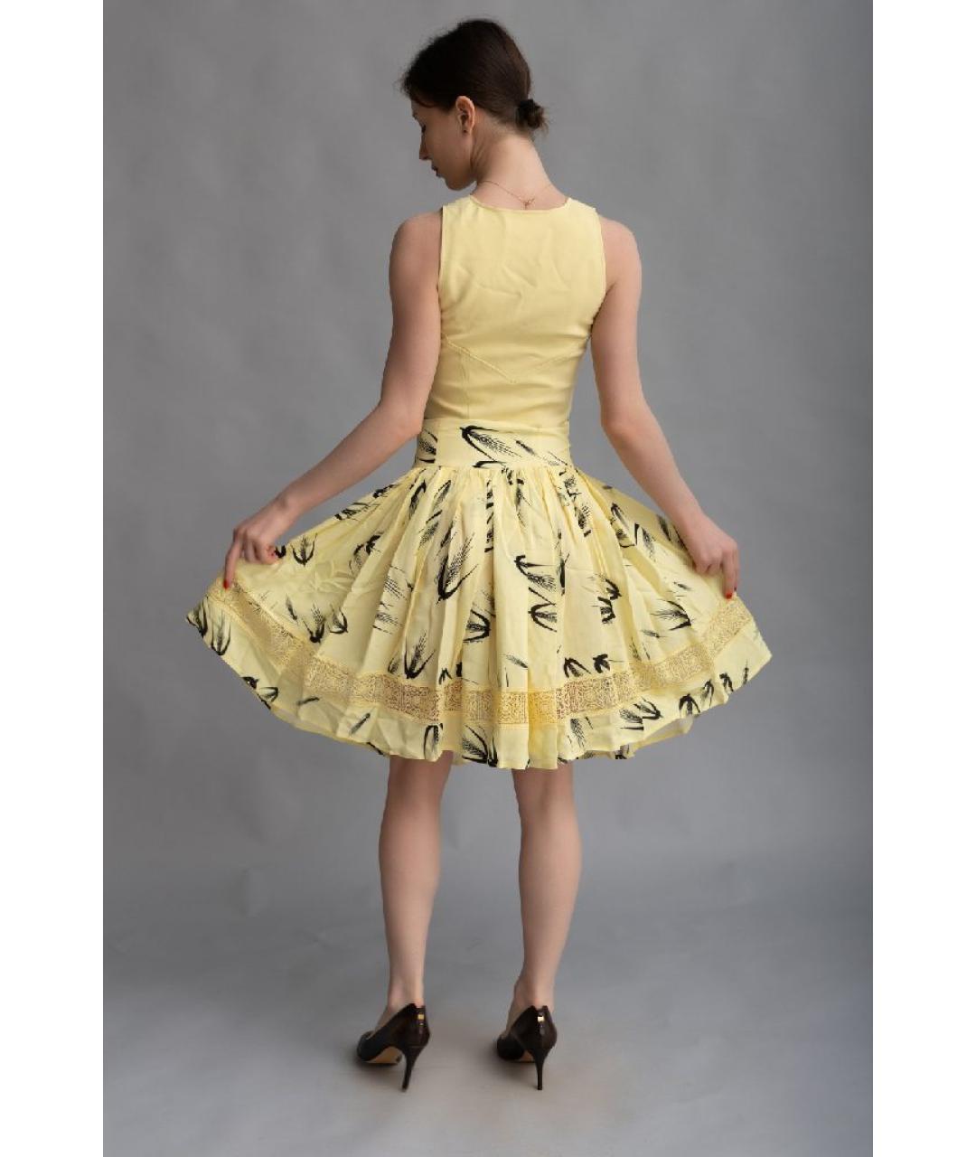 ELISABETTA FRANCHI Желтая вискозная юбка миди, фото 9