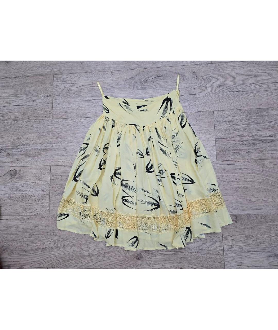 ELISABETTA FRANCHI Желтая вискозная юбка миди, фото 2