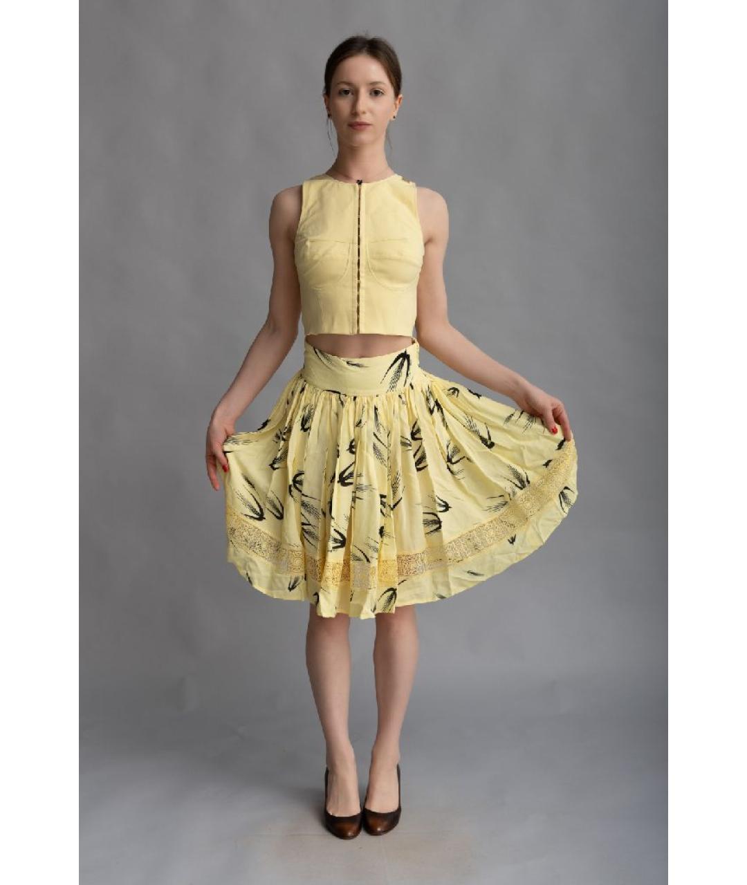 ELISABETTA FRANCHI Желтая вискозная юбка миди, фото 3