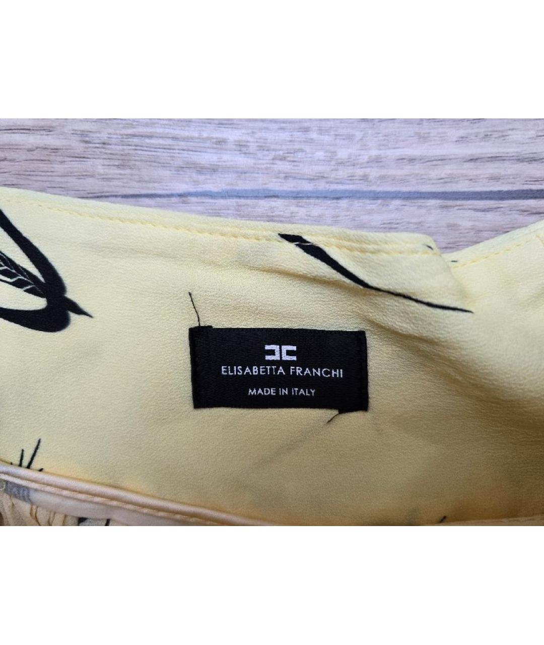 ELISABETTA FRANCHI Желтая вискозная юбка миди, фото 6