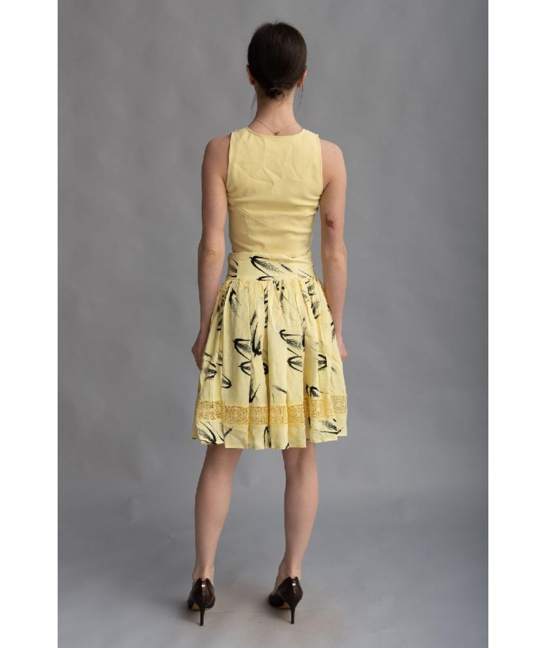 ELISABETTA FRANCHI Желтая вискозная юбка миди, фото 4