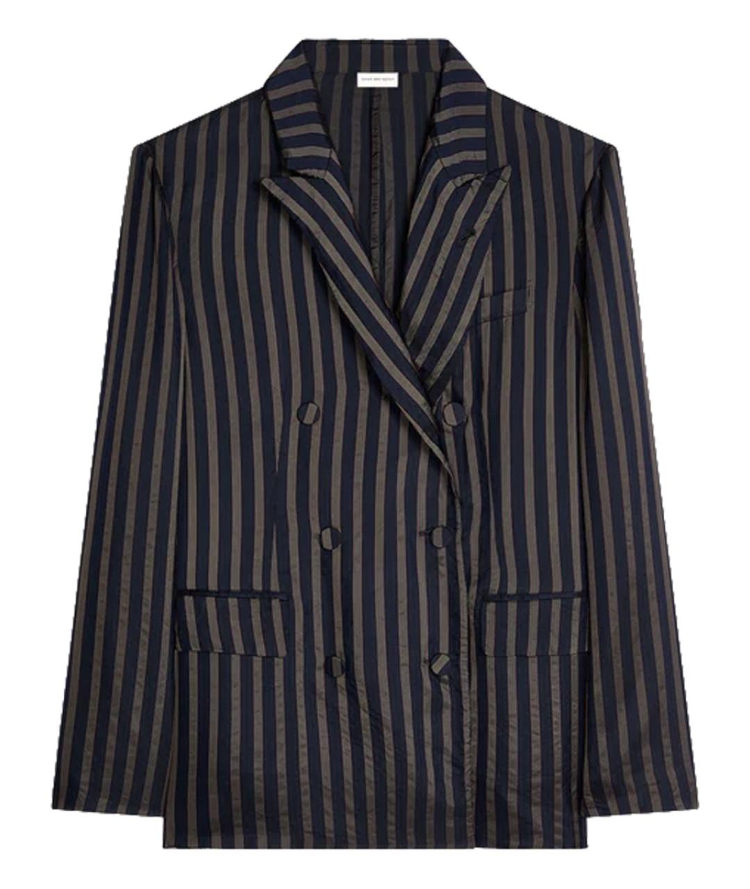 DRIES VAN NOTEN Темно-синий вискозный пиджак, фото 1