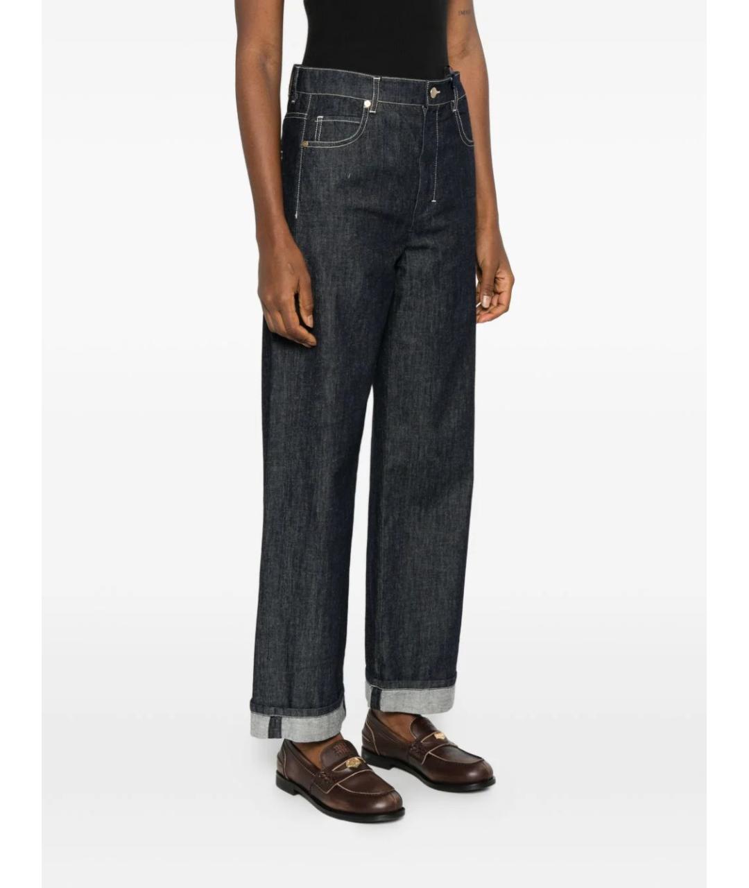 'S MAX MARA Темно-синие хлопковые прямые джинсы, фото 3