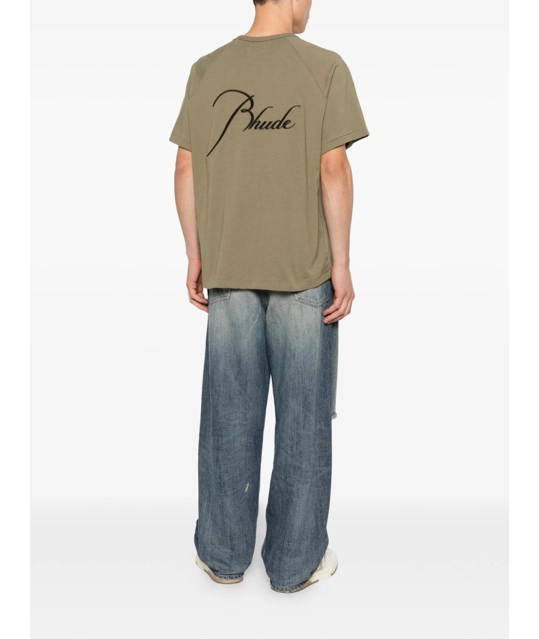 RHUDE Коричневая хлопковая футболка, фото 2