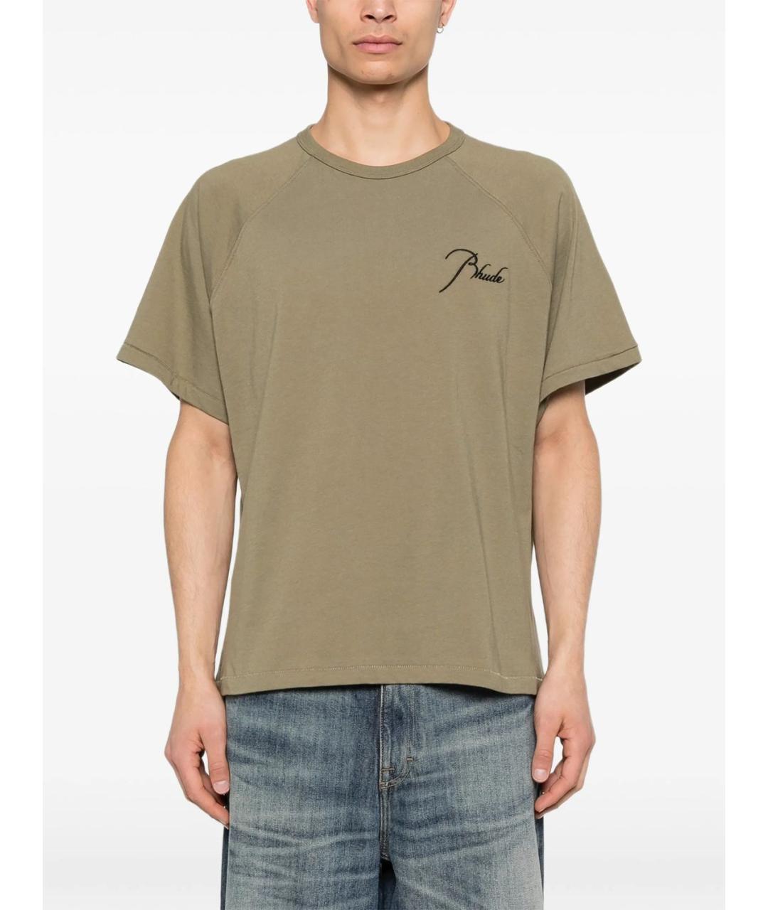 RHUDE Коричневая хлопковая футболка, фото 5