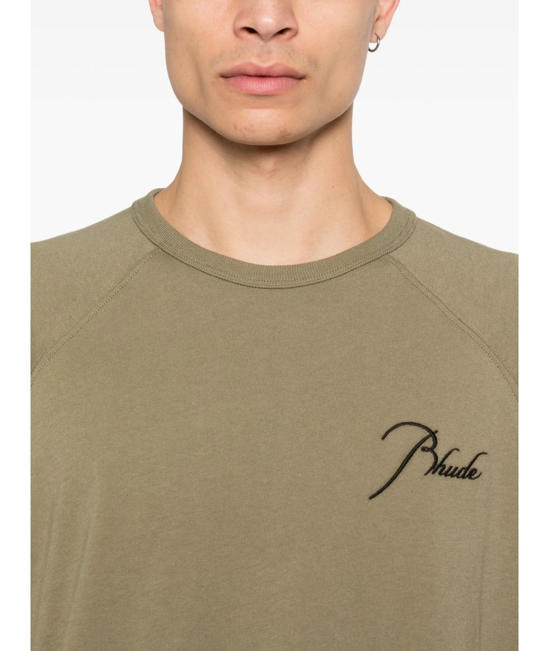 RHUDE Коричневая хлопковая футболка, фото 4