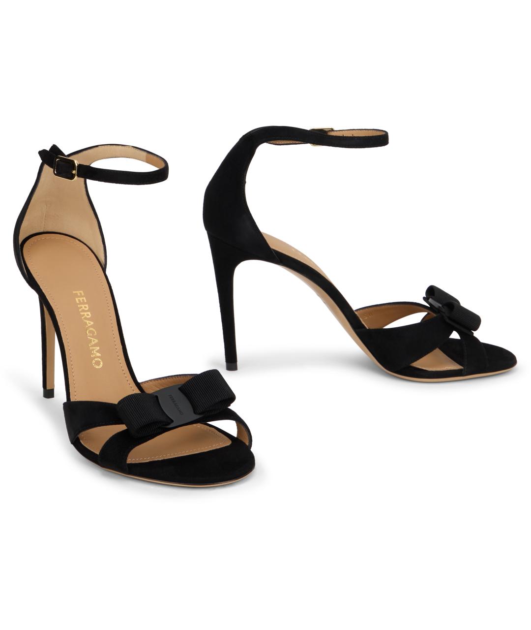 FERRAGAMO Черные кожаные босоножки, фото 3