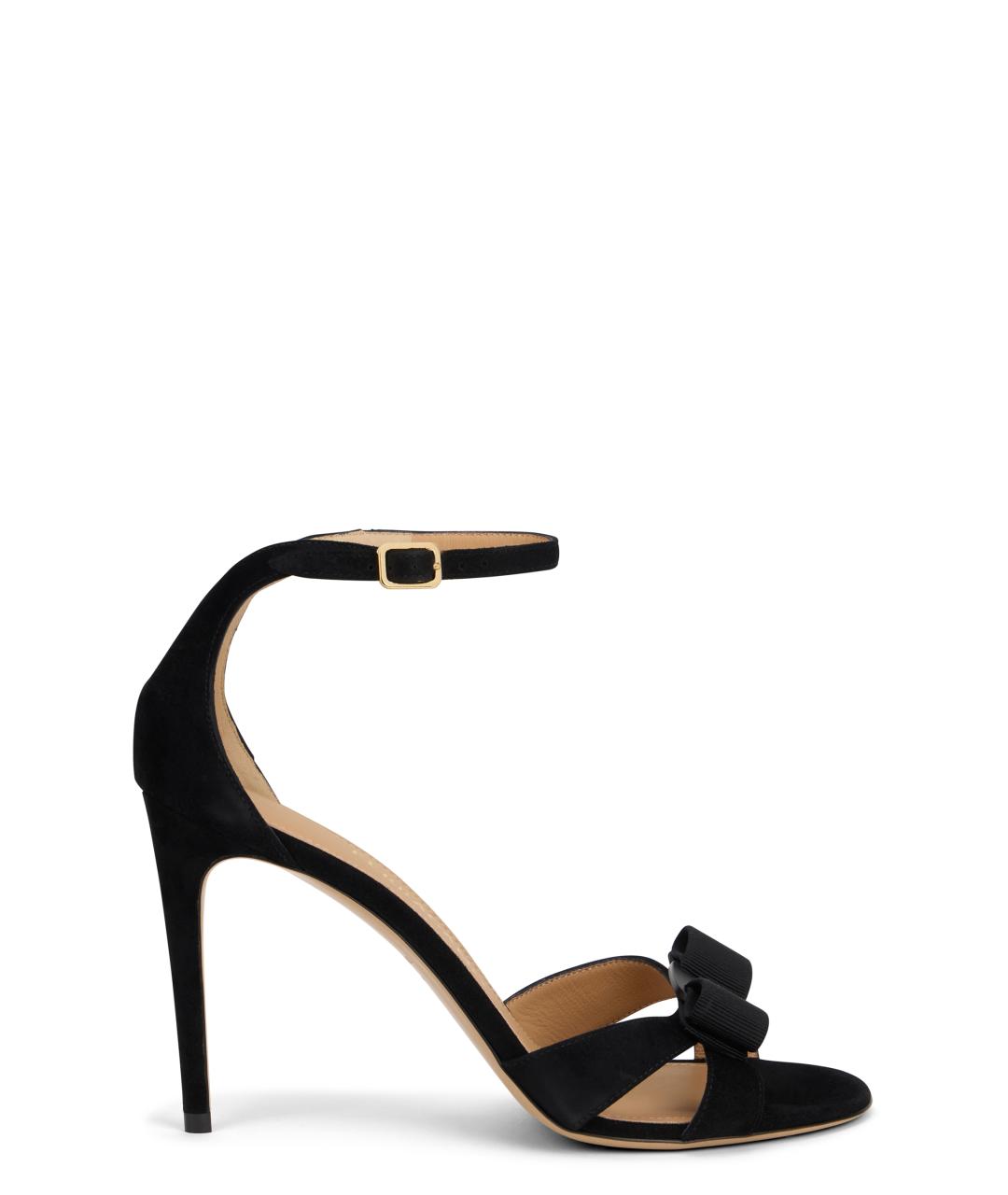 FERRAGAMO Черные кожаные босоножки, фото 1