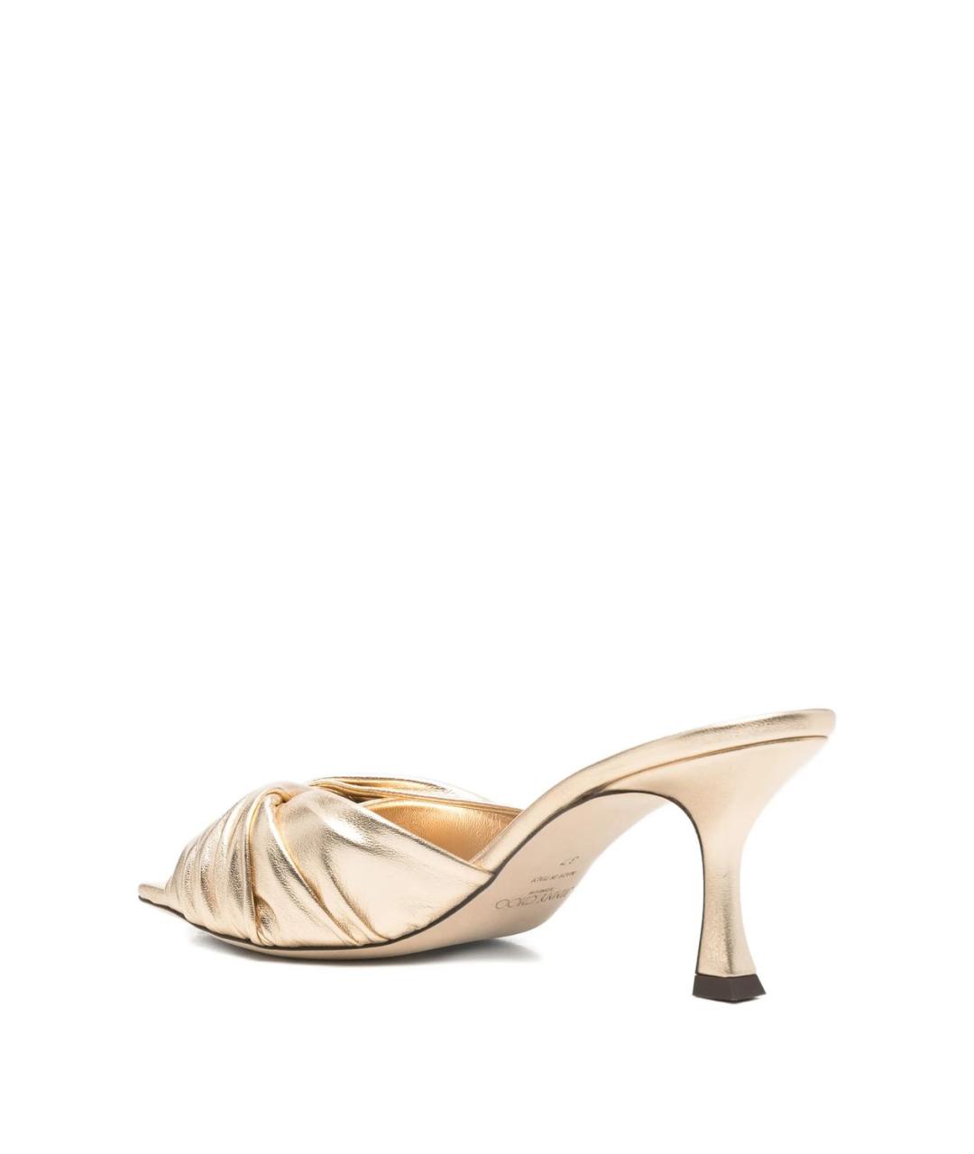 JIMMY CHOO Золотые кожаные мюли, фото 3