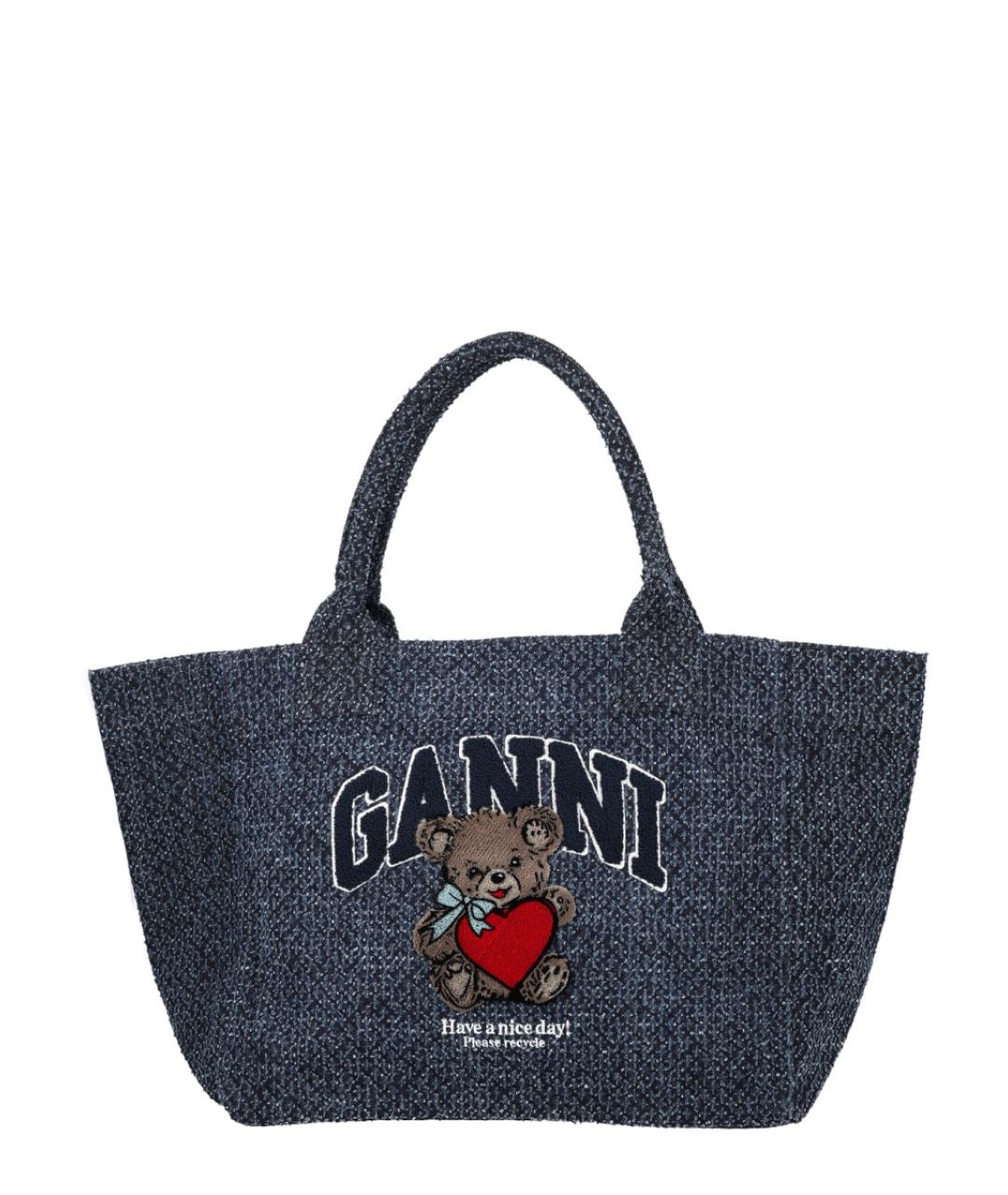 GANNI Синяя хлопковая сумка тоут, фото 1