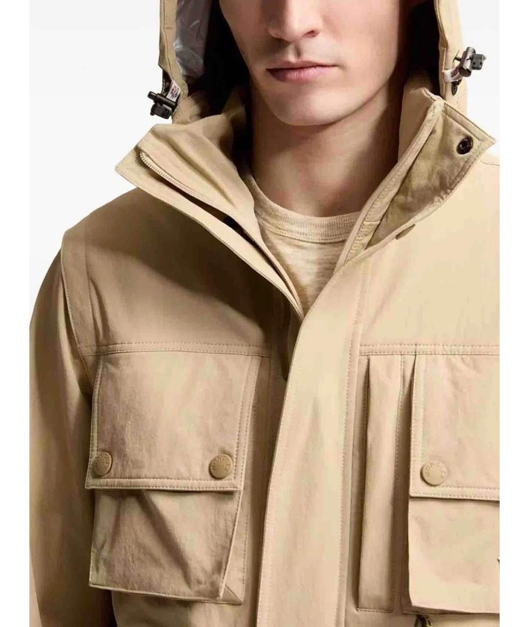 MONCLER Бежевая полиамидовая куртка, фото 2