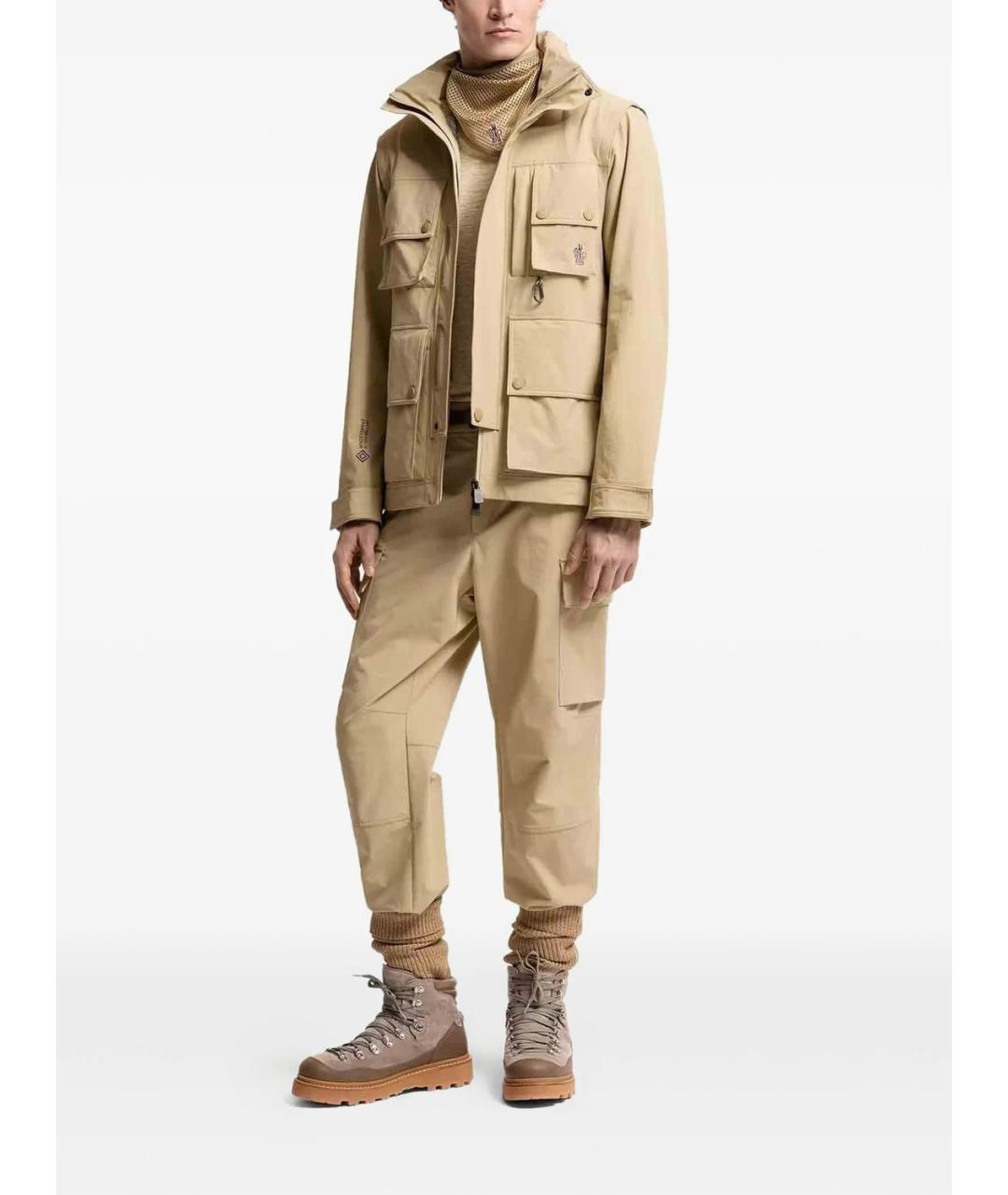 MONCLER Бежевая полиамидовая куртка, фото 4