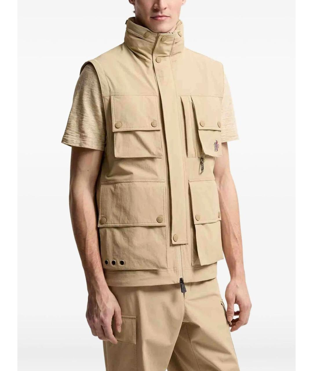 MONCLER Бежевая полиамидовая куртка, фото 3