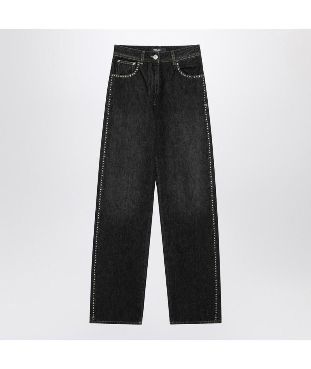 VERSACE Черные хлопковые прямые джинсы, фото 5