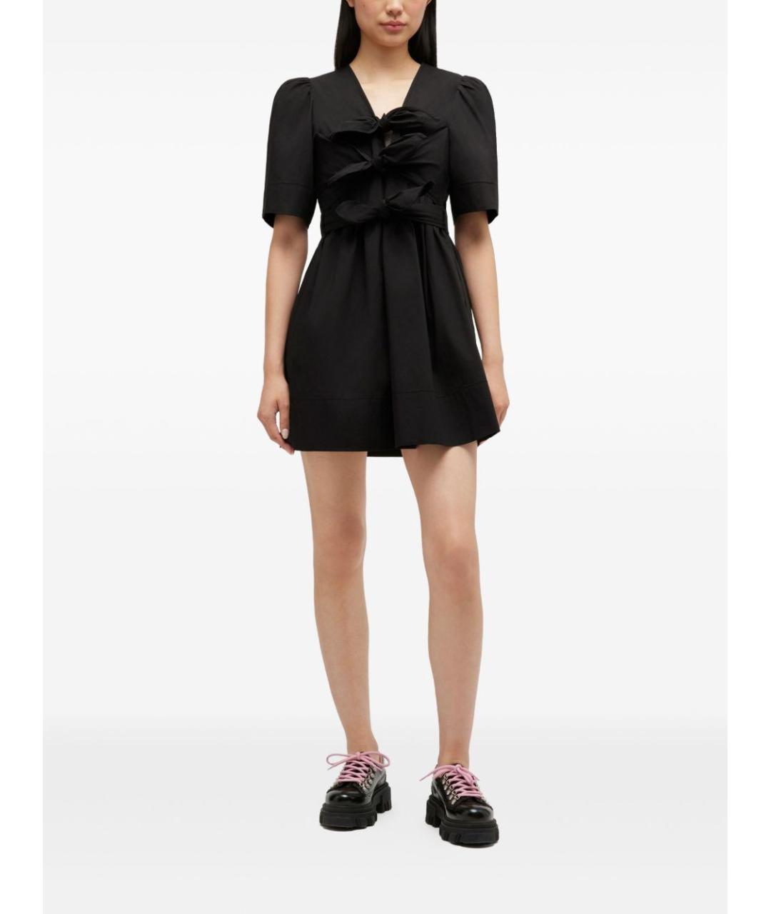 GANNI Черное хлопковое повседневное платье, фото 2