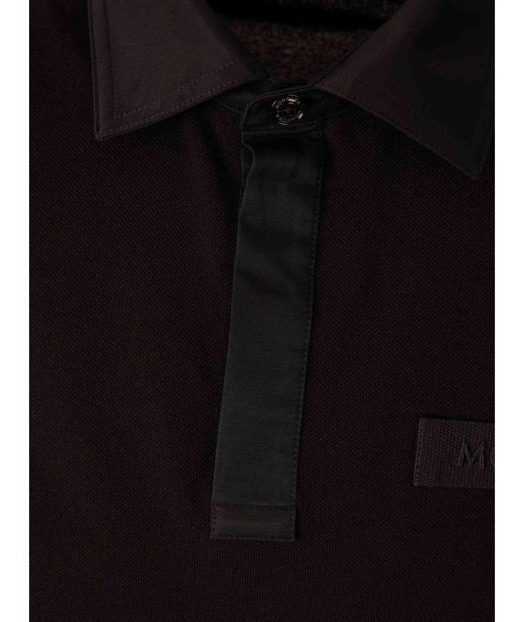 MONCLER Черное хлопковое поло с коротким рукавом, фото 2