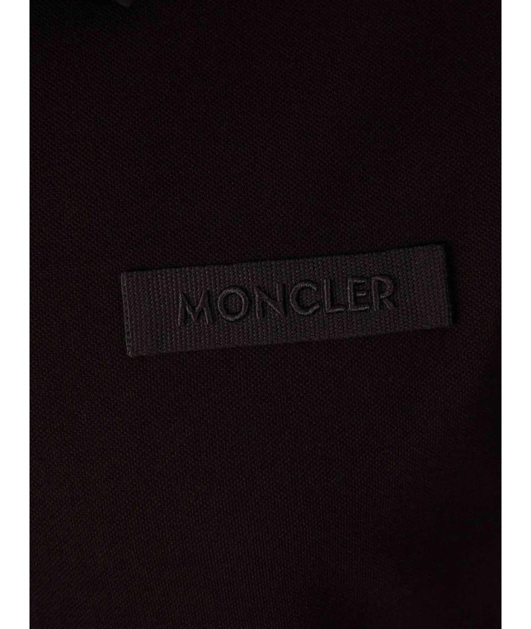 MONCLER Черное хлопковое поло с коротким рукавом, фото 4