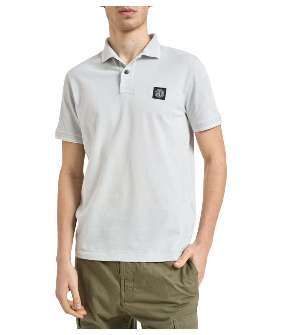 STONE ISLAND Голубое хлопковое поло с коротким рукавом, фото 1