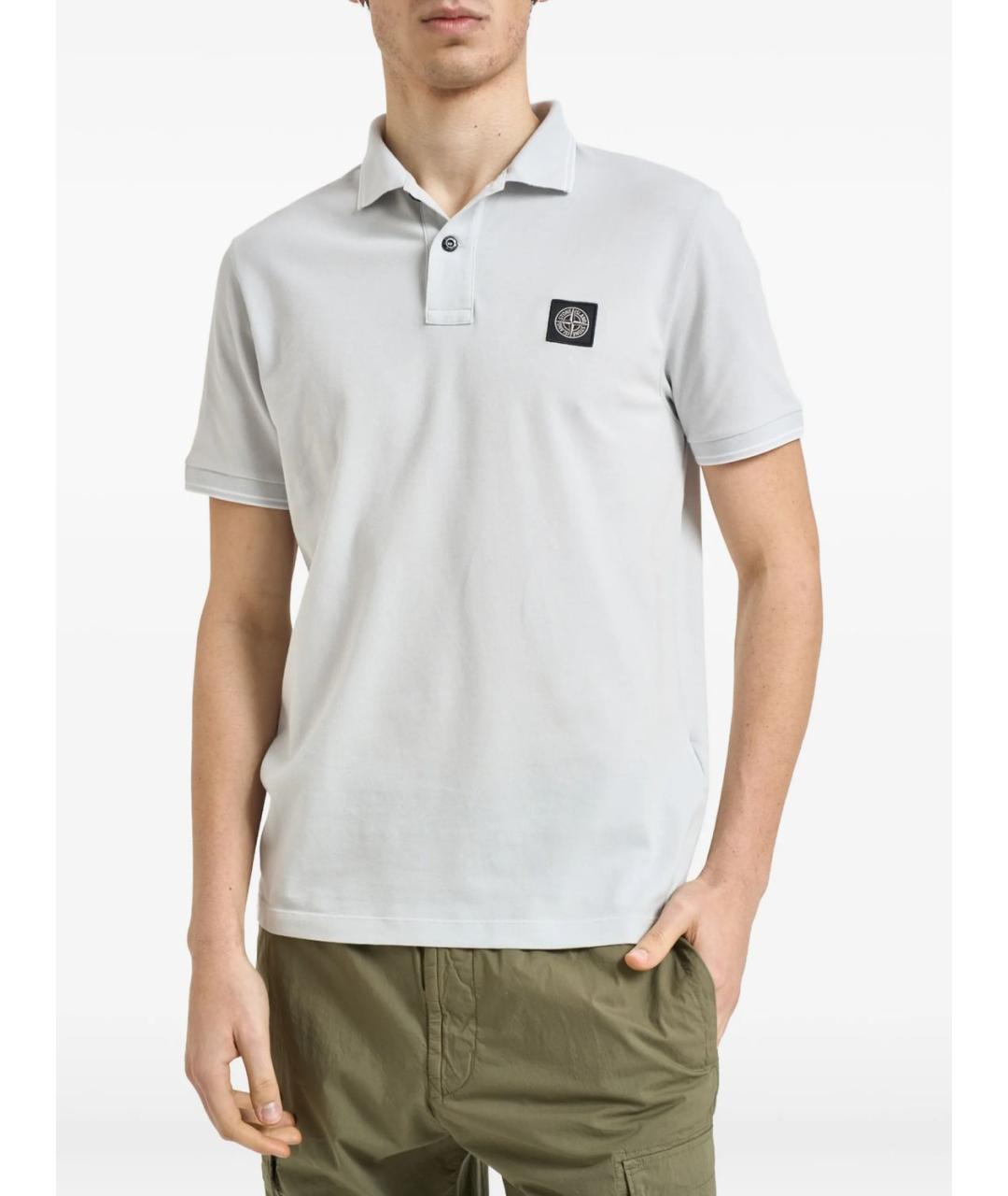 STONE ISLAND Голубое хлопковое поло с коротким рукавом, фото 6